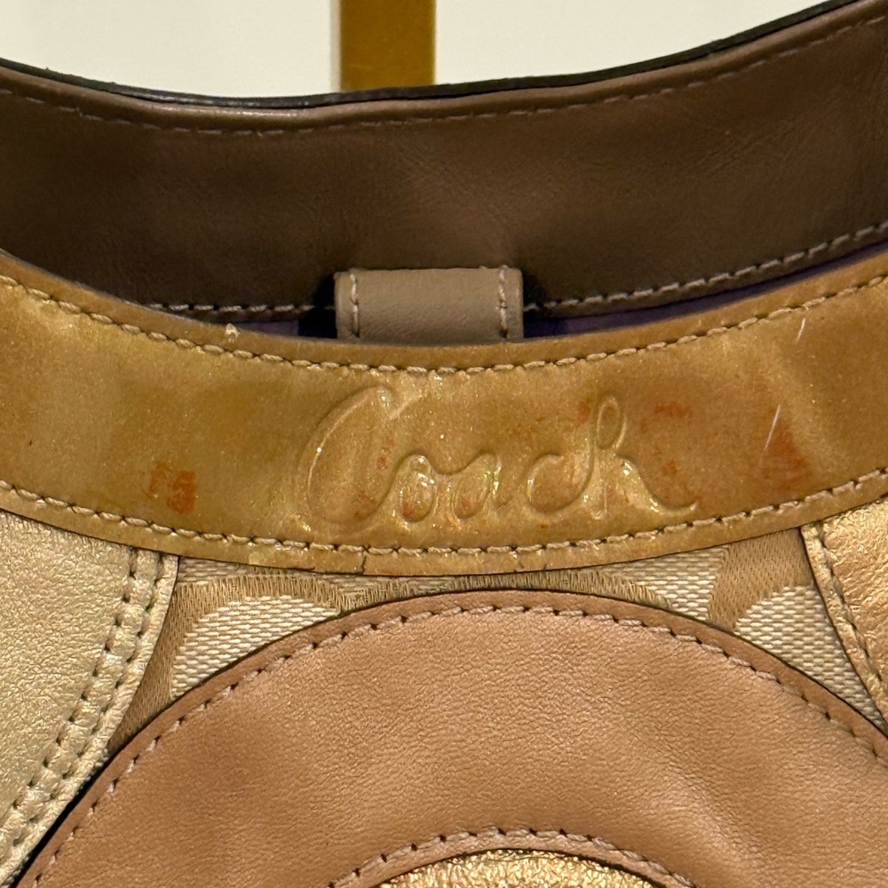Y2K Coach Gold Leather Embossed Patchwork Tote - Picture 2 of 16